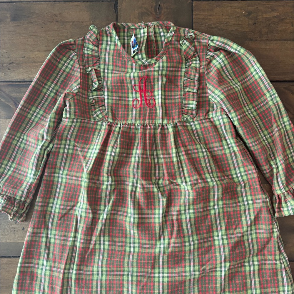 Plaid Long Sleeve Dress with “A” Detail